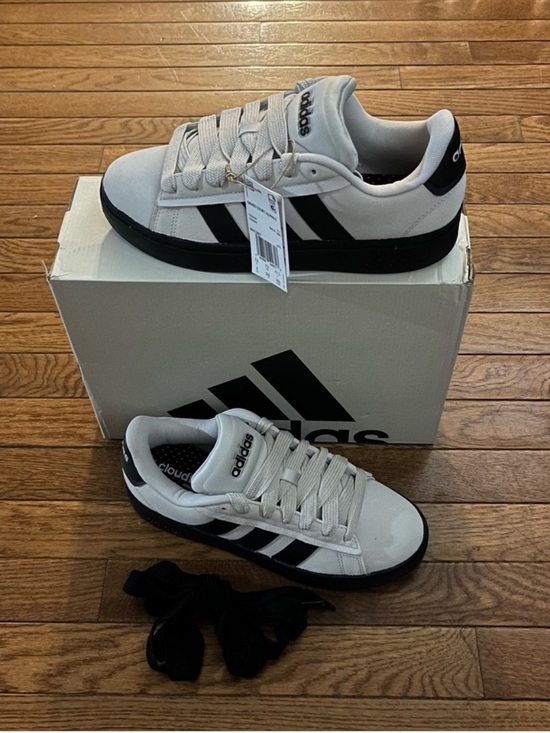 Adidas Grand Court Alpha Leather Sneakers Light Gray & Black Men’s Size 9 main image 6
